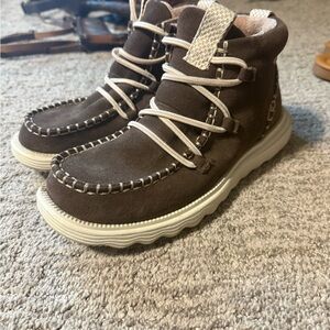 Hey Dude Chocolate High-Top Sneakers with Cream Soles